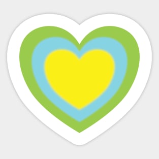 Hearts - concentric heart design green blue yellow Sticker